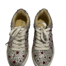 Betsy Johnson Size 5M Sidny Rhinestone Heart Lace Up Sneakers Amazing Shape