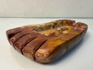 Hand Carved Stone Foot Shaped Ashtray Dish Natural Multicolor Stone Art