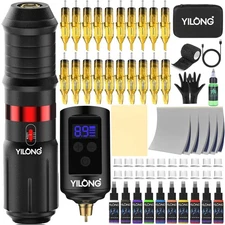 Tattoo Machine Kit Wireless - Tattoo Guns with 1500mAh Power Supply, Cartridg...