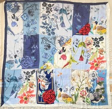 Salvatore Ferragamo silk scarf 130cm floral and bird pattern made in Italy.