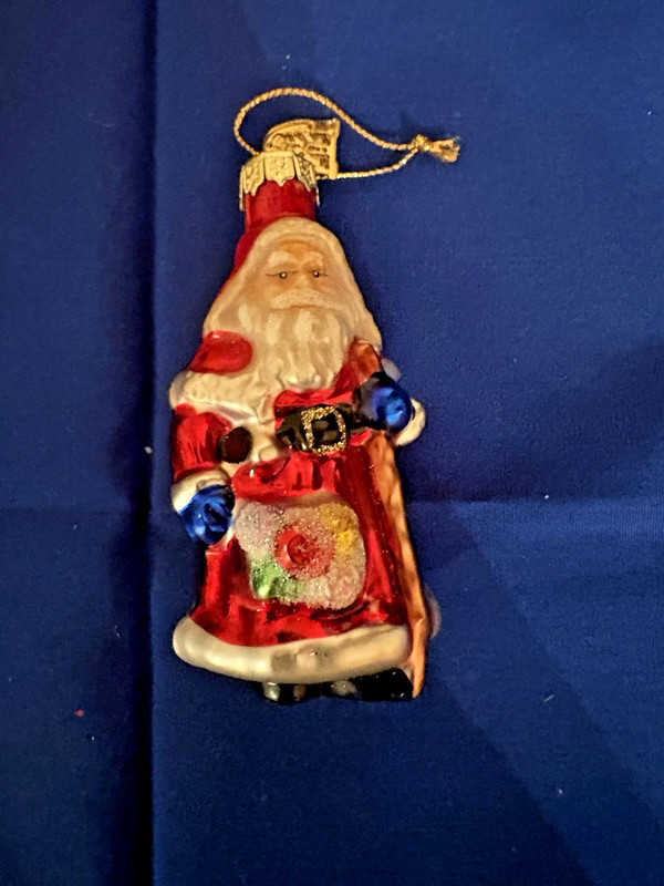 Vintage Thomas Pacconi Mercury Glass Santa Ornament