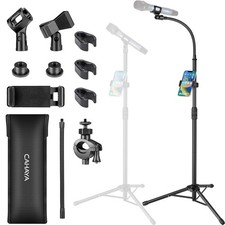 CAHAYA Dual-use Tripod Microphone Stand with Phone Holder Gooseneck Floor Mic St