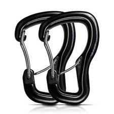Ultra Light Carabiner Clip 8KN, 2 PCS D Ring Double Gate, Black