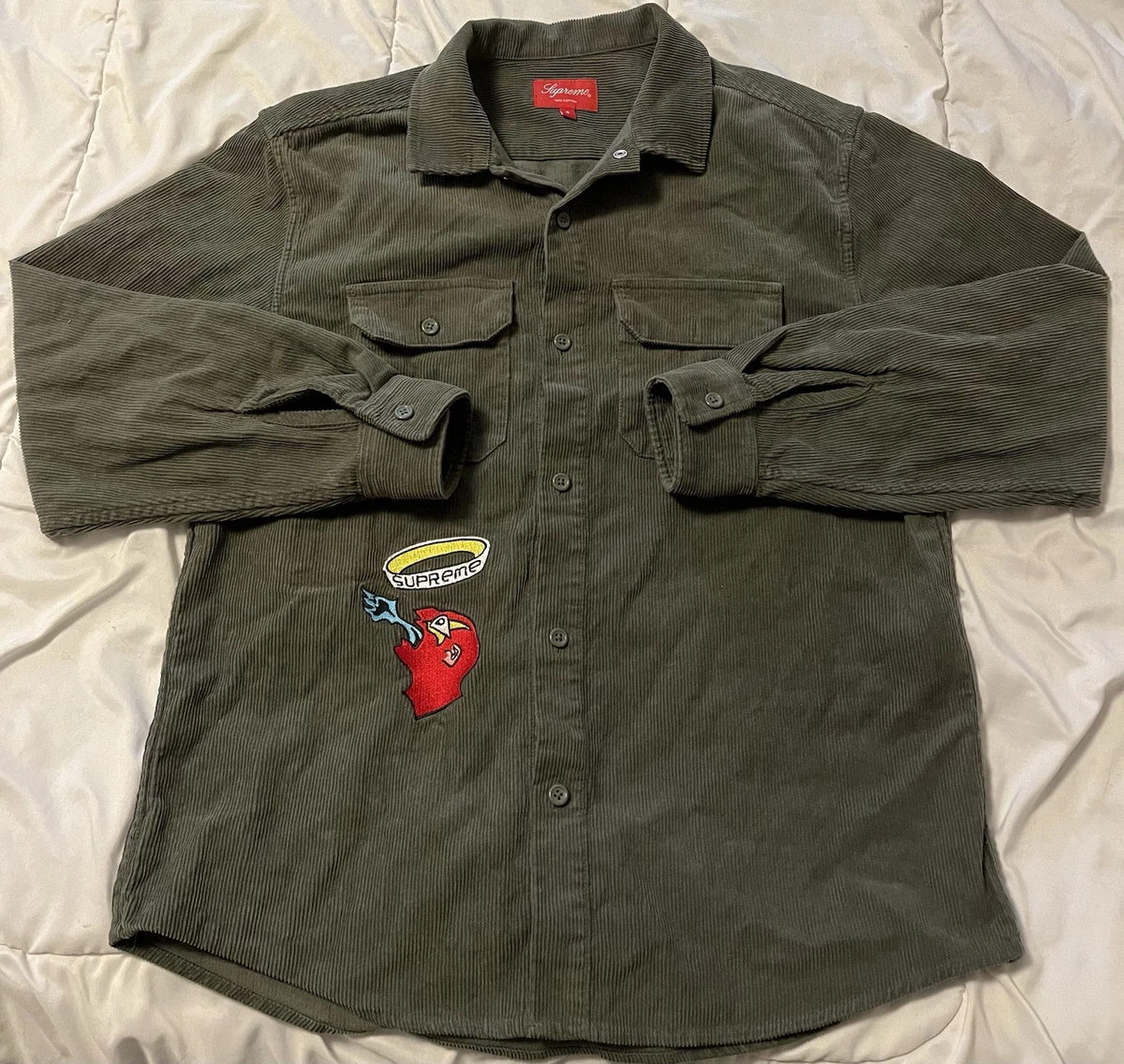 Supreme Corduroy Long Sleeve Casual Button-Down Shirts for Men for