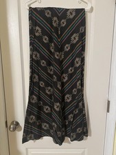 BROWN Vintage Pattern comfort cotton skirt Maxi length