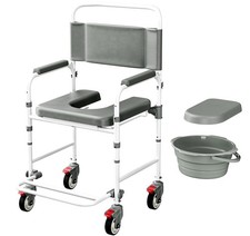 Bedside Commode With Wheels 300 Lbs Shower Wheelchair