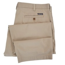 Chaps Mens Khaki Straight Fit Flat Front Casual Dress Pants Trousers Size 34x30