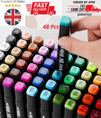 48 - 80 Farb Pinsel Stifte Set Dual Tip Soft Fine Art Marker Zeichnen Aquarell