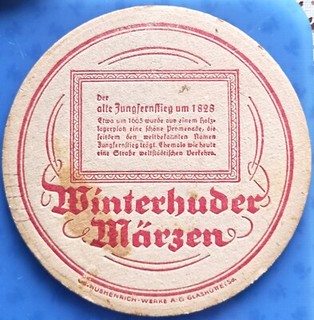 Alter Bierdeckel VK Winterhuder Märzen Hamburg um 1932 34 mit Impressum