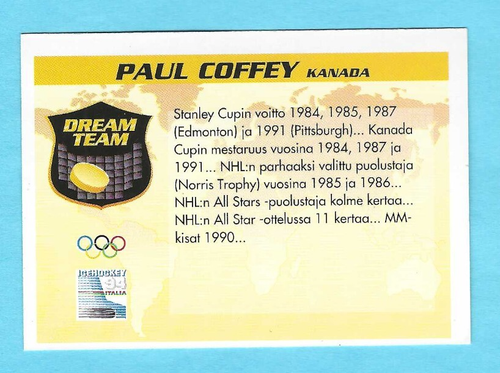1994-95 Semic 337 Dream Team Paul Coffey Pittsburgh Penguins! Team Canada! NM! - Picture 2 of 2