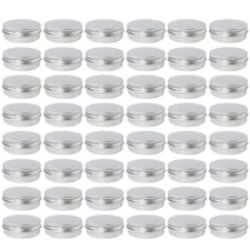 48 Pack 2 Oz Metal Round Tins Aluminum Tin Cans Containers with Screw Lid for...