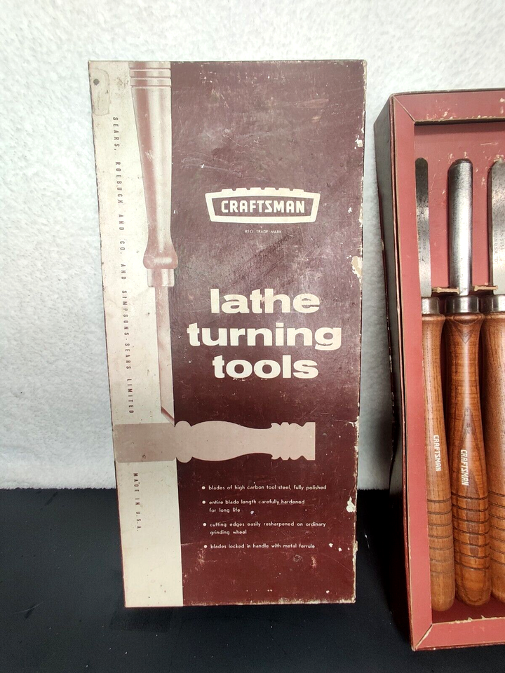 Vintage Sears Craftsman 92855 Wood Turning Lathe Tools Set Of Five