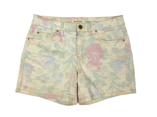 Pantalones cortos de mezclilla para mujer Massimo Dutti años 90 floral marfil bolsillos talla 36