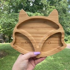 Bamboo Raccoon Sectioned Suction Plate - Child's plate, toddler, kids.