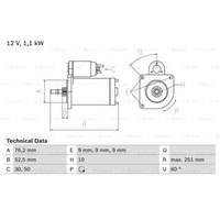 Bosch Anlasser Starter 1.1Kw FüR VW Transporter IV Bus Kasten 0 986 016 750