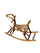 Rattan Child's Rocking Horse Albini Vintage 33x21x 13 inch c1960s