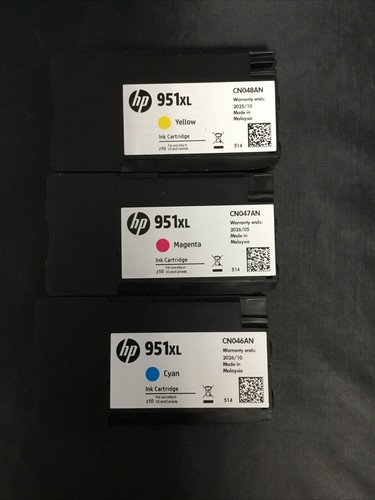 Authentic HP 951 XL C/M/Y Ink Cartridges 3 Pack (10-2025)