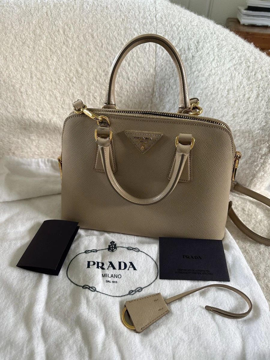 Prada Metallic Silver Saffiano Leather Mini Promenade Crossbody Bag Prada