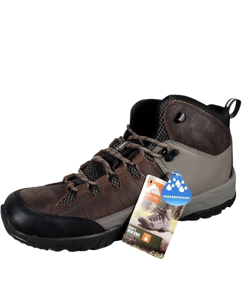 Men’s Boots Ozark Trail Mid Top Waterproof Leather Hiker Hiking Brown Size 6 Ozark Trail Men main image 3