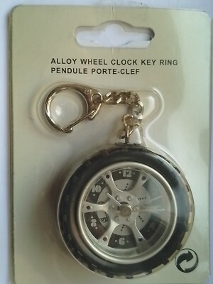Vintage alte Retro Schlüsselring Schlüsselring Alufelge Reifen Autouhr Rennzeit