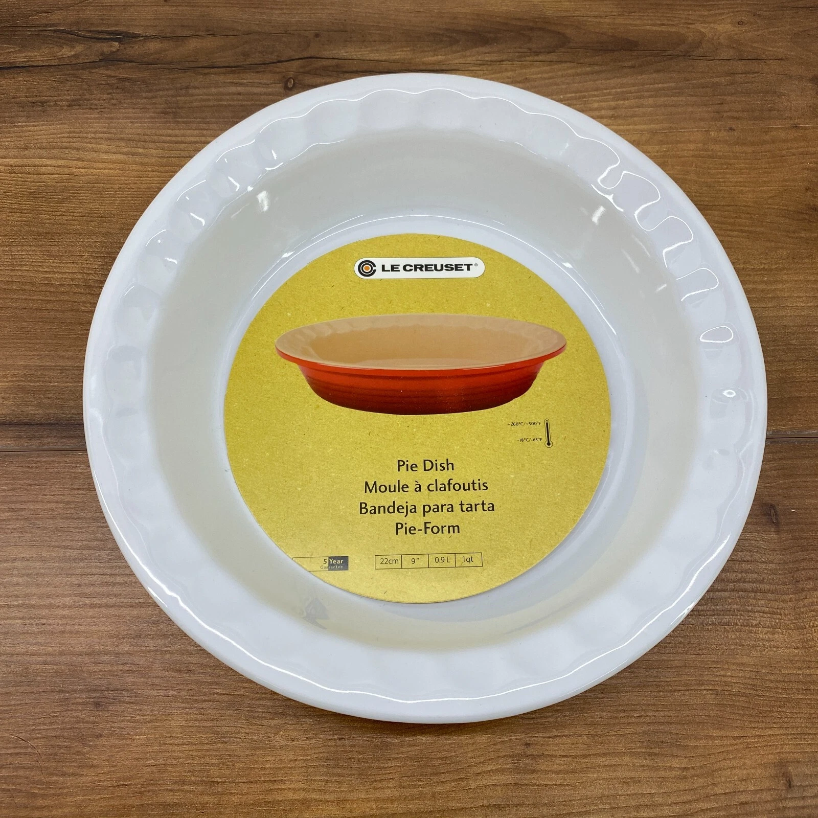 Le Creuset Pie Dish White 9" Round 1 Qt 22-17 New