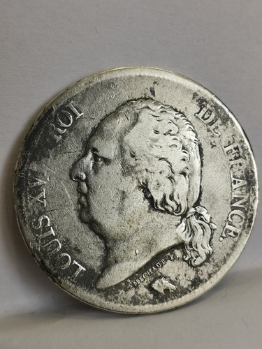 5 FRANCS SILBER 1824 W LILLE LOUIS XVIII NACKTER KOPF / FRANKREICH SILVER - Bild 3 von 5
