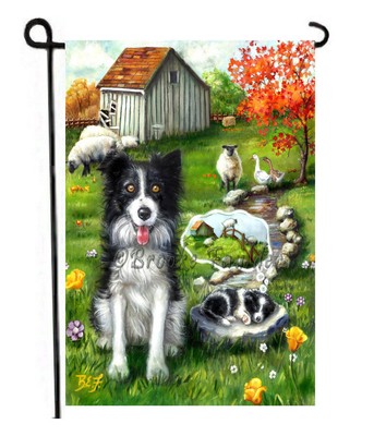 Border Collie Fall Garden Flag Decorative Autumn Outdoor Dog Decor