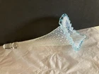 FENTON FLOWER HORN EPERGNE BLUE OPALESCENT DIAMOND LACE. Exec Cond