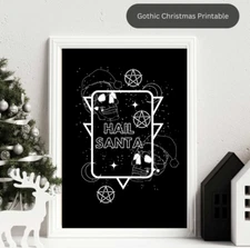 Gothic Christmas Hail Santa Printable Digital Wall Art Home Decor Christmas Gift