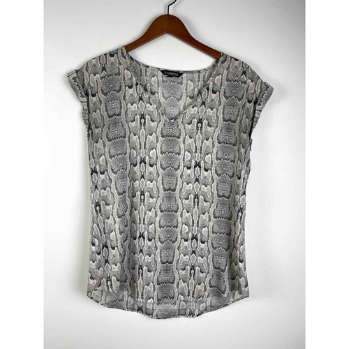 EXPRESS Snakeskin Print Cuffed Sleeve V 