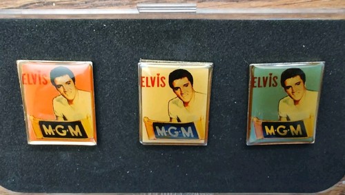 Vintage Elvis Presley Memorabilia RED WHITE & BLUE MGM 3 Pin Set