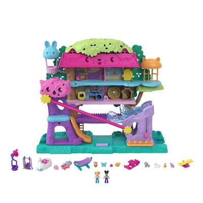 Polly Pocket Tierparty Baumhaus Spiel-Set inkl. 2 Figuren inkl. Zubehör