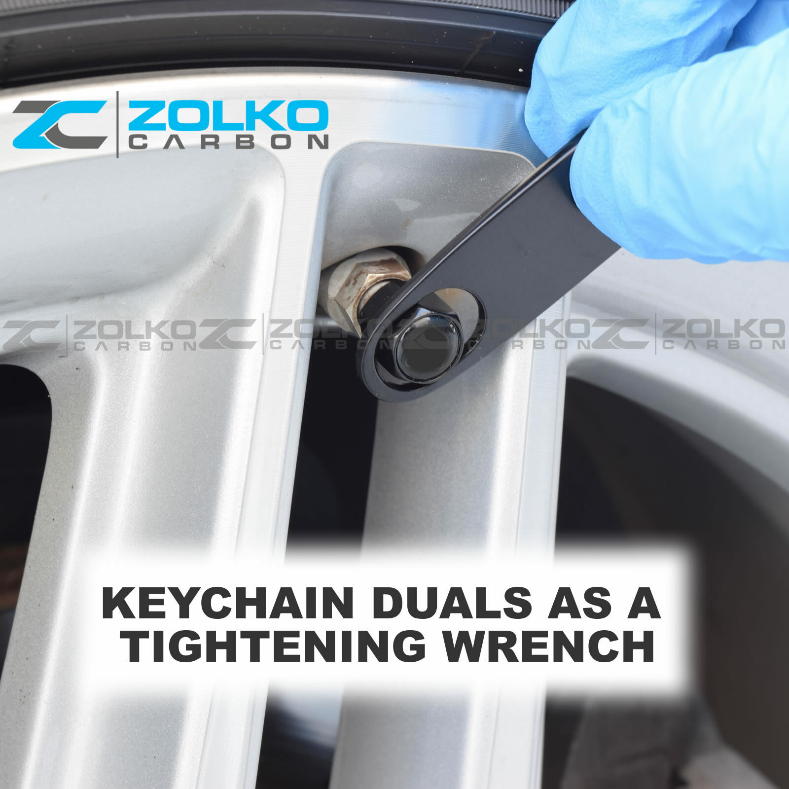 VALVE STEM CAPS + KEYCHAIN WHEEL TIRE BLACK - US SELLER