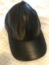 leather baseball cap winner made in usa black one size adjustable Biker