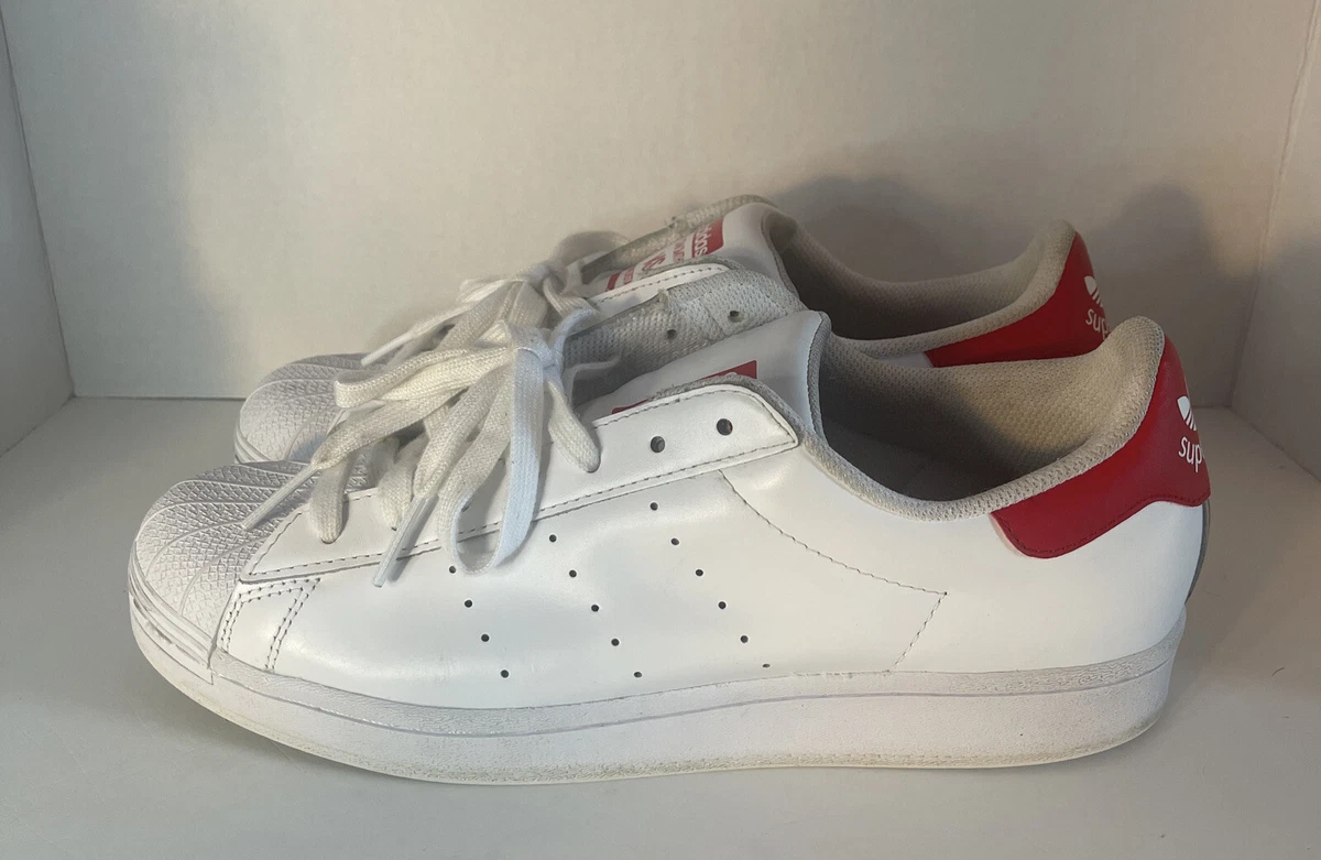 Adidas SuperStan Superstar Stan Smith men Size 10.5 Shoe White Red Sneaker.