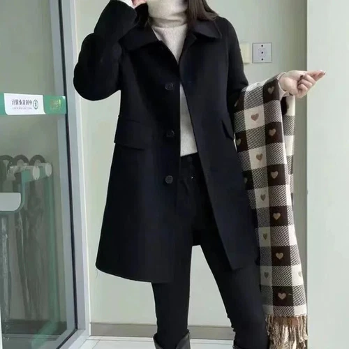 Wollmantel Damen 2024 Herbst Winter Neu Outwear Mantel Wolljacke - Bild 5 von 23