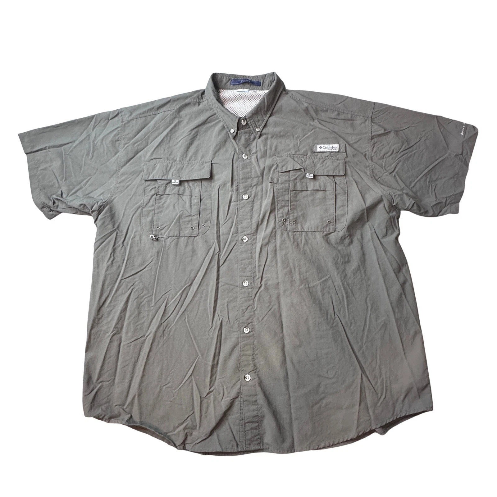 Columbia Fishing Shirt Mens XXL Gray Bahama PFG Short Sleeve Omni-Shade FM7047