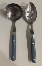 Set Of 2 Washington Forge Mardi Gras Serving Spoons Williamsburg Blue Stainless