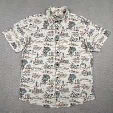 Howler Bros Shirt Mens Medium Ecru Western Desert Cacti Surf Cowboy Palm Cotton