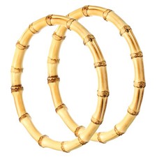 6 Inch Bamboo Purse Handles,, 2 Pcs Round Replacement Handmade Rings, Wood