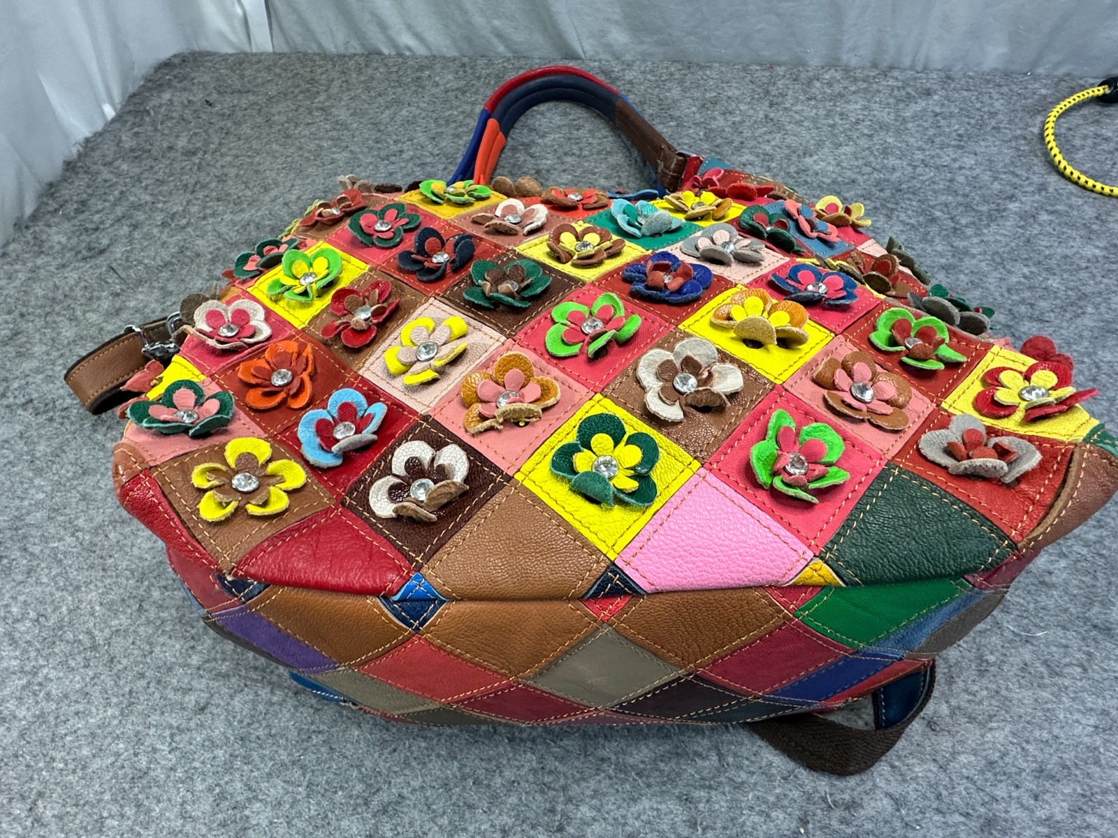 Ameri Leather Flower Patchwork Bag / Purse, Hobo … - image 4