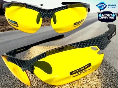 Wrap Around Hochauflösende Blaulicht Nachtfahrbrille HD Gelbe Linse SONNENBRILLE