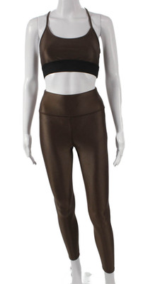 Noli Women Nylon Leggings Brown Scoop Neck Sleeveless Outfit Set Size XS