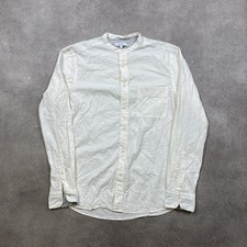 Reiss Shirt Mens Small Band Collar Long Sleeve Casual Button Down, Off White