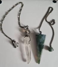 Pendulums 1 X Quartz Crystal 1 X Moss Agate Healing