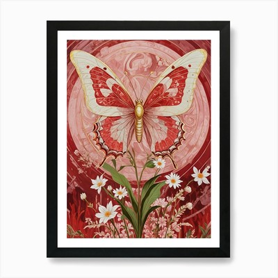 Red Butterfly 1 Art Print Framed Wall Art Poster Canvas Print Picture