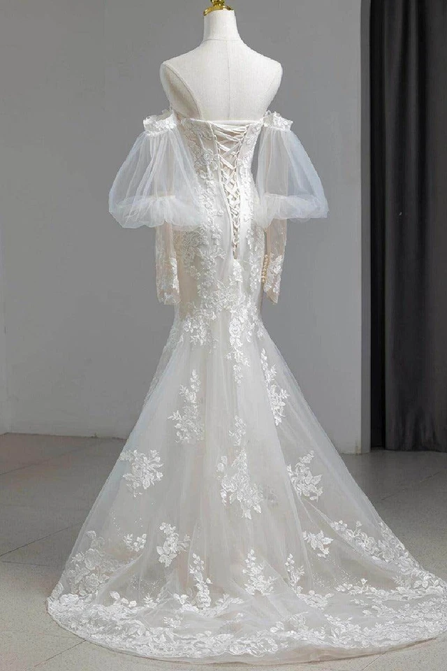 NUEVO Vestido de novia de encaje sirena marfil (US 10-12) - ENVÍO GRATUITO 🚚 Foto 3 de 4