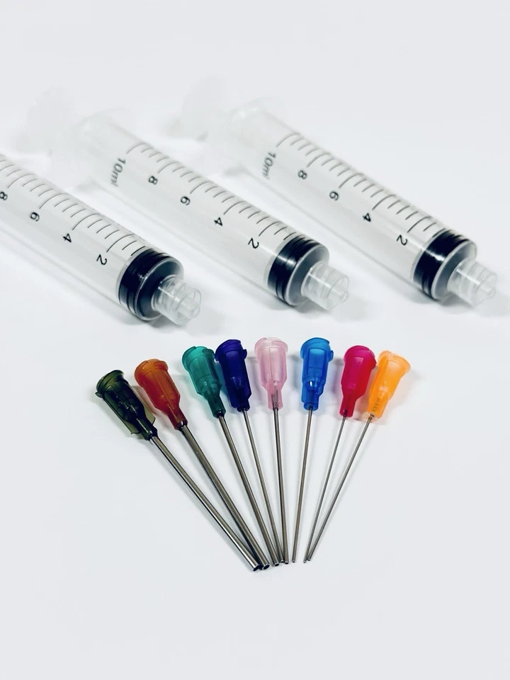 3PCS 10ML SYRINGES & 10PCS MIX LONG BLUNT TIPS 3pcs 10ml Syringes & 10pcs Mix LONG Blunt Tip Needles Glue, Ink, Dispensing