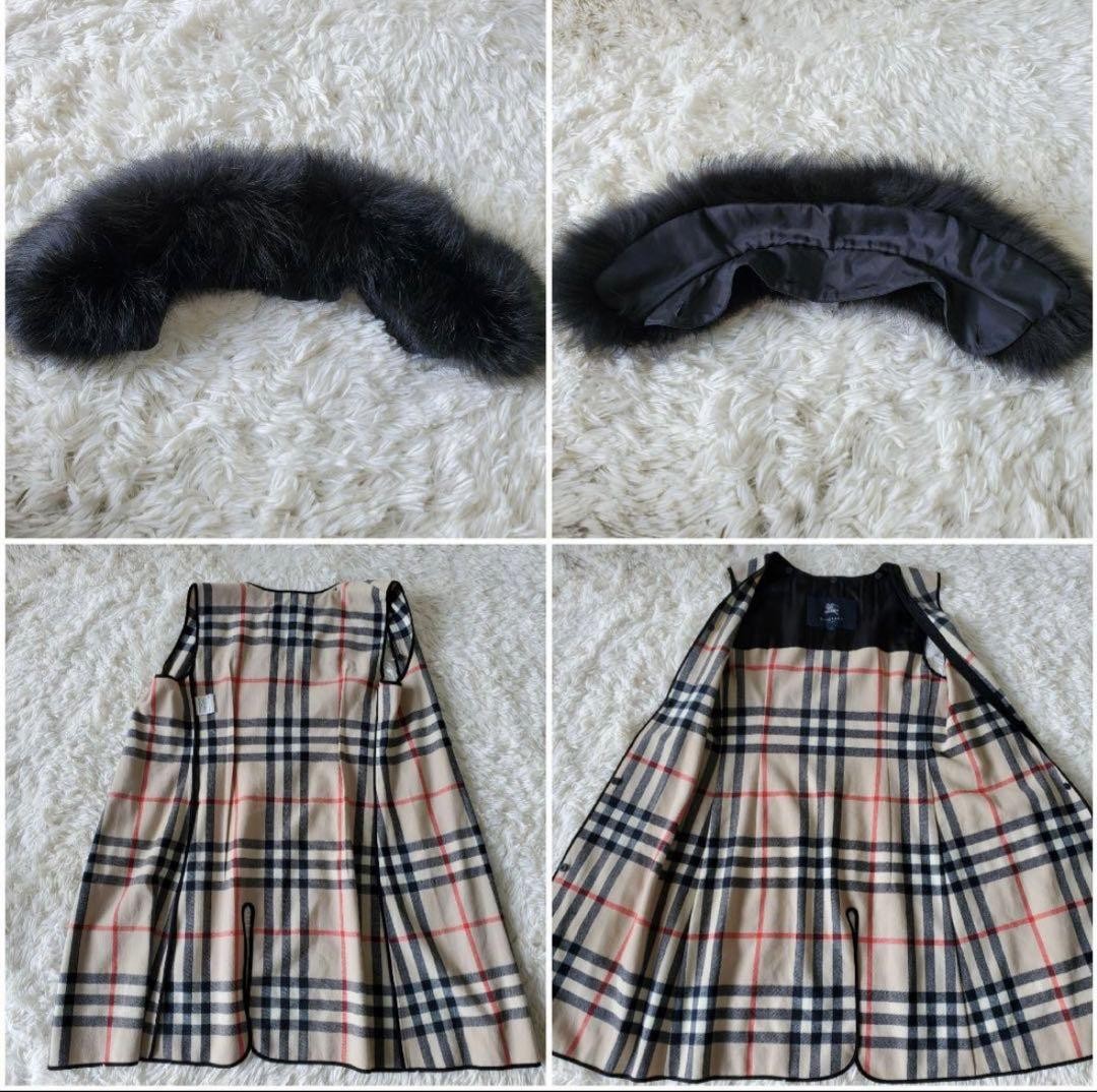 Burberry   London Trench Coat Blue Fox Fur Black 40 thumbnail 7