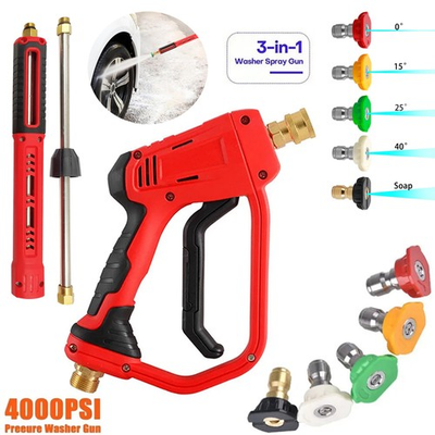 #ad 4000PSI High Pressure Car Power Washer Spray Gun Wand Lance Nozzle Tips Hose Kit $31.98